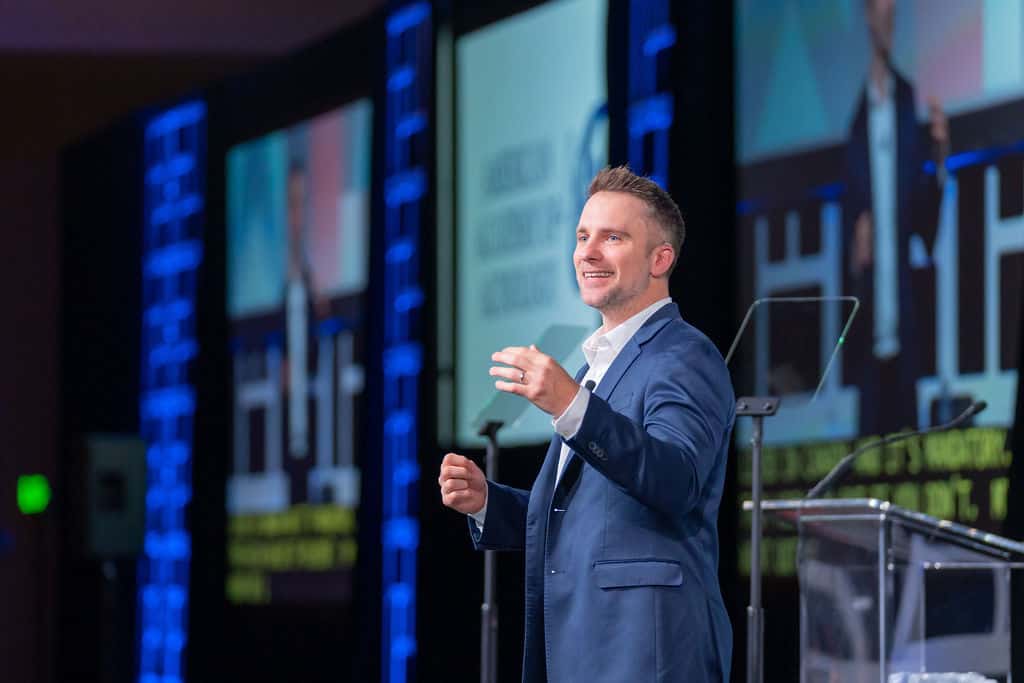 Closing keynote speaker comedian D.J. Demers.