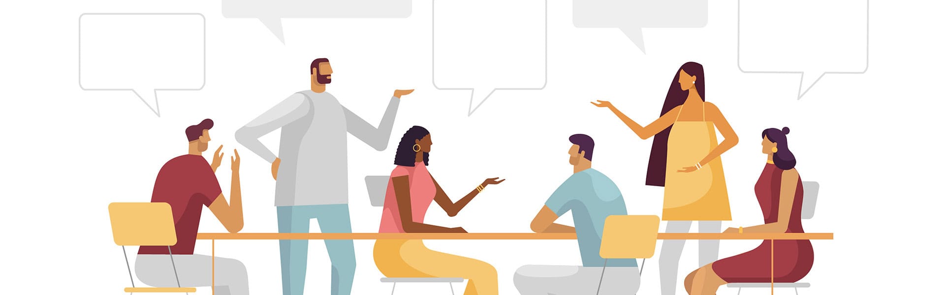 Vector image of office people sharing ideas / shutterstock.com