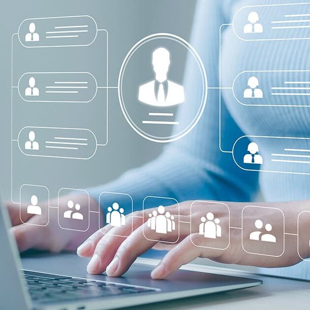 shutterstock_2426504289 - social A digital representation of business process workflow automation, showing a hierarchical structure with interconnected nodes and lines. Gears, icons, and symbols represent tasks, processes, and automation, illustrating organized and efficient business operations. / shutterstock.com